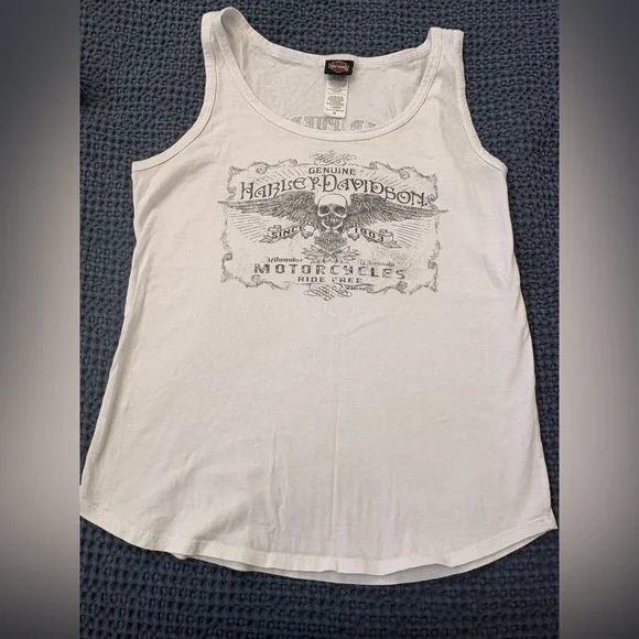 3-Piece Lot - RARE Harley-Davidson Blue Tank Top, Indian, Harley White Tank - Picture 10 of 13
